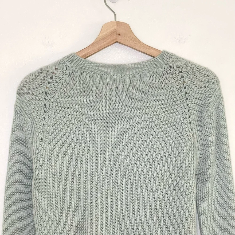 Lululemon Seva Sweater Merino Wool Pointelle Knit High Low Pullover Minty Grey 4